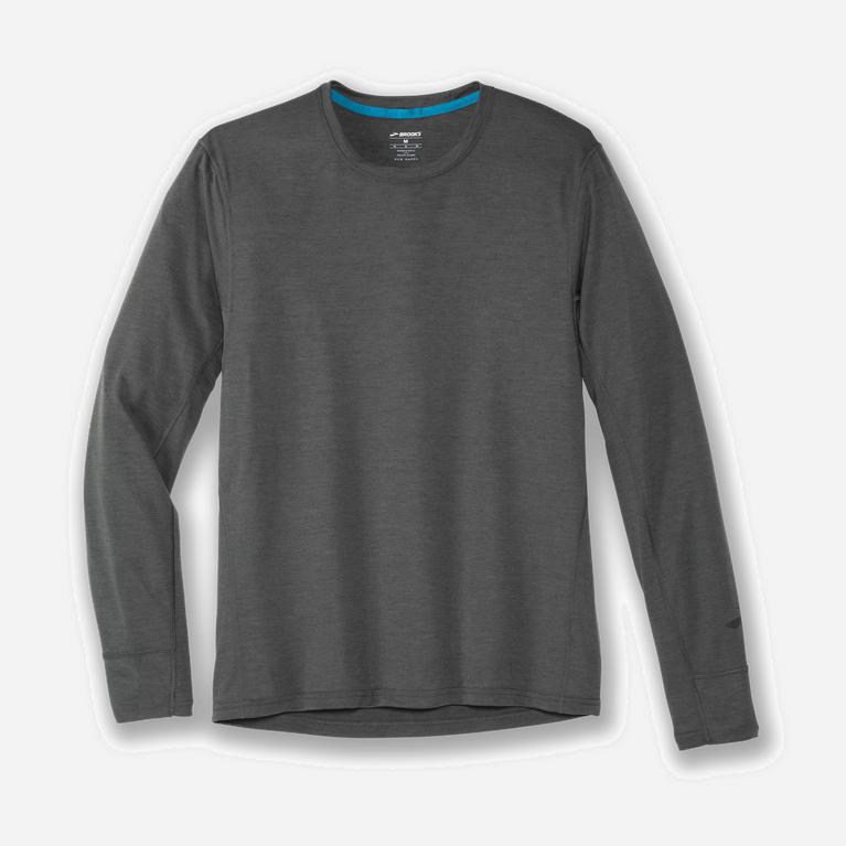 Brooks Distance Mens Long Sleeve Running Shirt - Heather Dark Oyster/grey - Philippines (429083ZYS)